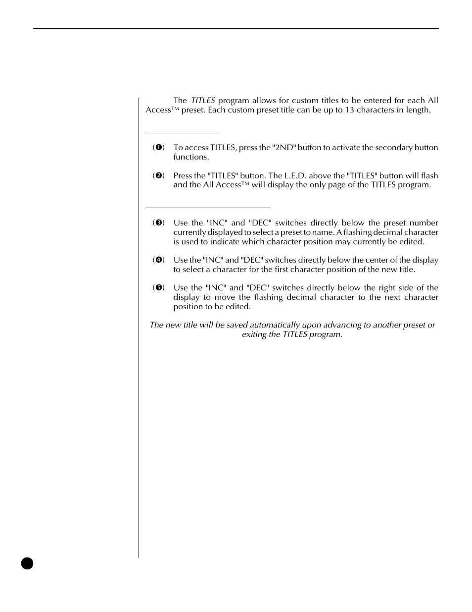 Titles | Rocktron All Access User Manual | Page 55 / 77