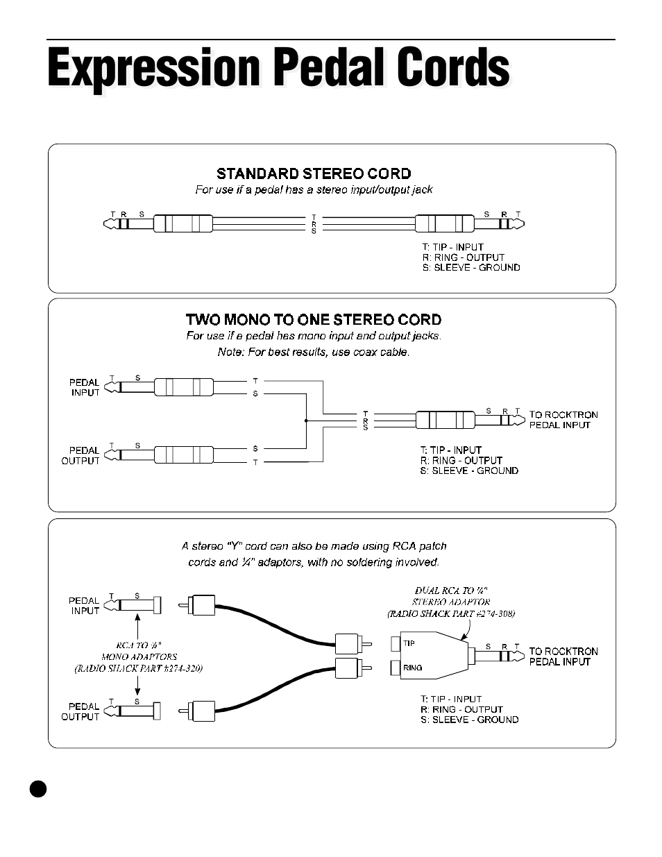 Expression pedal cords | Rocktron All Access User Manual | Page 75 / 77