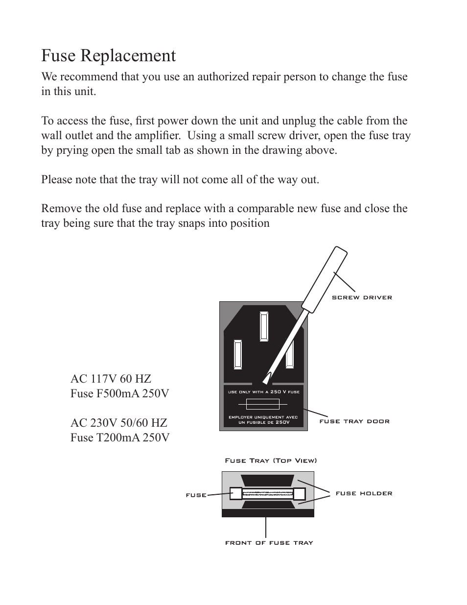 Fuse replacement | Rocktron BASS15 User Manual | Page 6 / 8