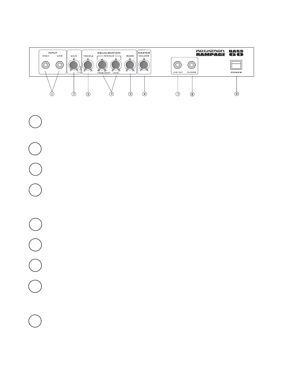 Front panel | Rocktron BASS60 User Manual | Page 4 / 8