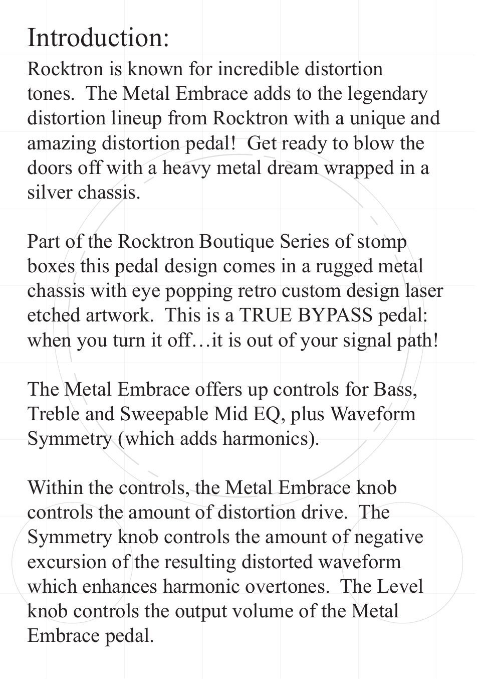 Introduction | Rocktron Metal Embrace Distortion User Manual | Page 4 / 12