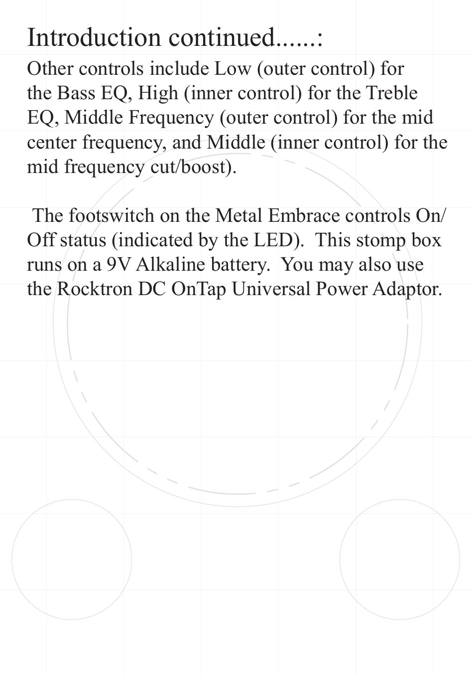 Introduction continued | Rocktron Metal Embrace Distortion User Manual | Page 5 / 12