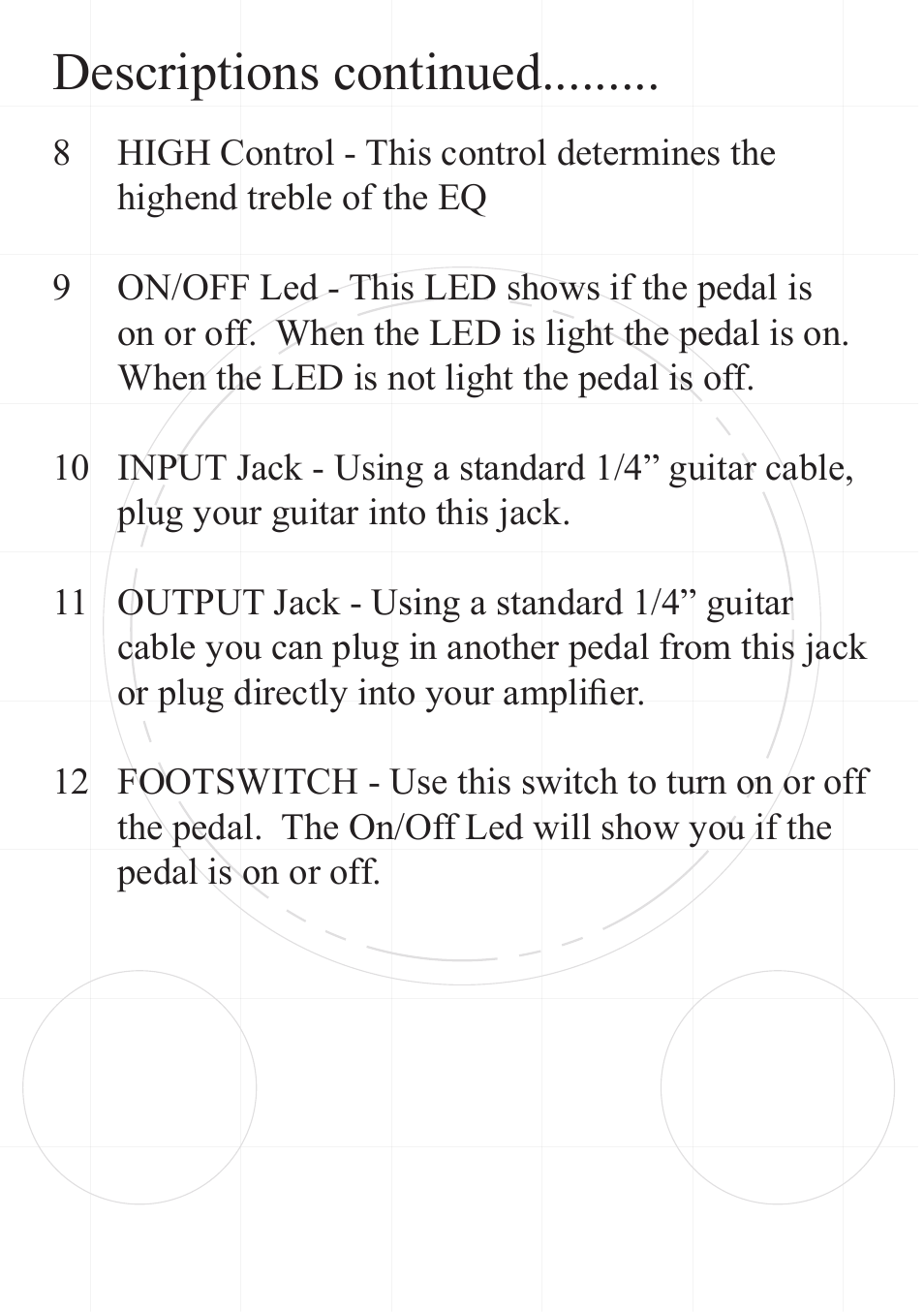 Descriptions continued | Rocktron Metal Embrace Distortion User Manual | Page 8 / 12