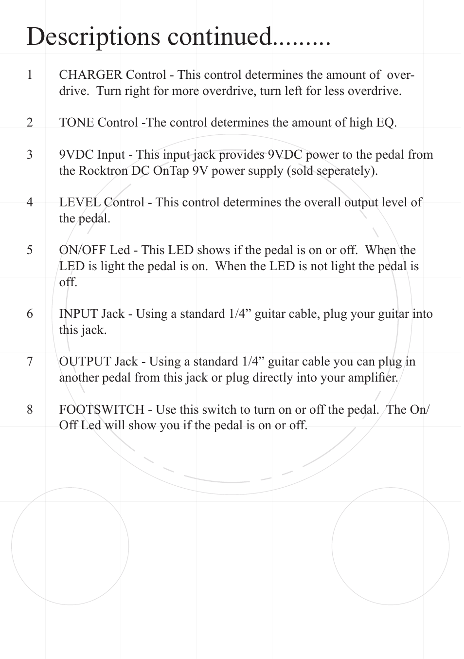 Descriptions continued | Rocktron Valve Charger User Manual | Page 6 / 9