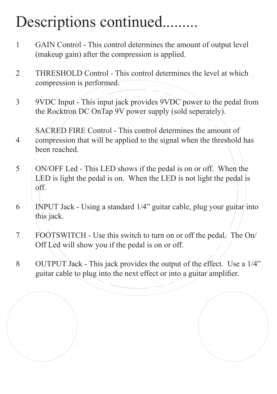 Descriptions continued | Rocktron Sacred Fire Compressor User Manual | Page 6 / 9