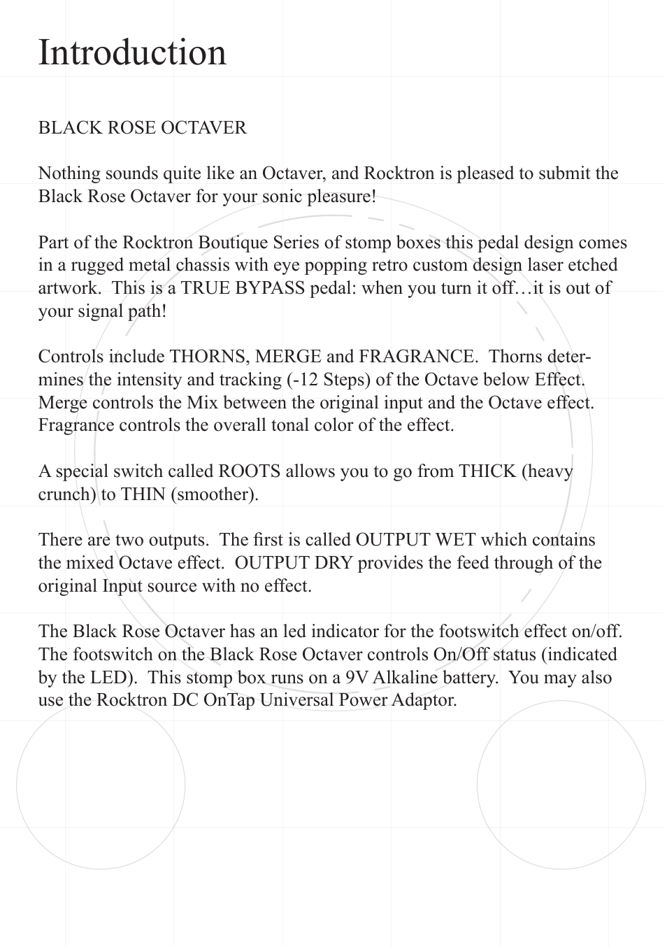 Introduction | Rocktron Black Rose Octaver User Manual | Page 4 / 9