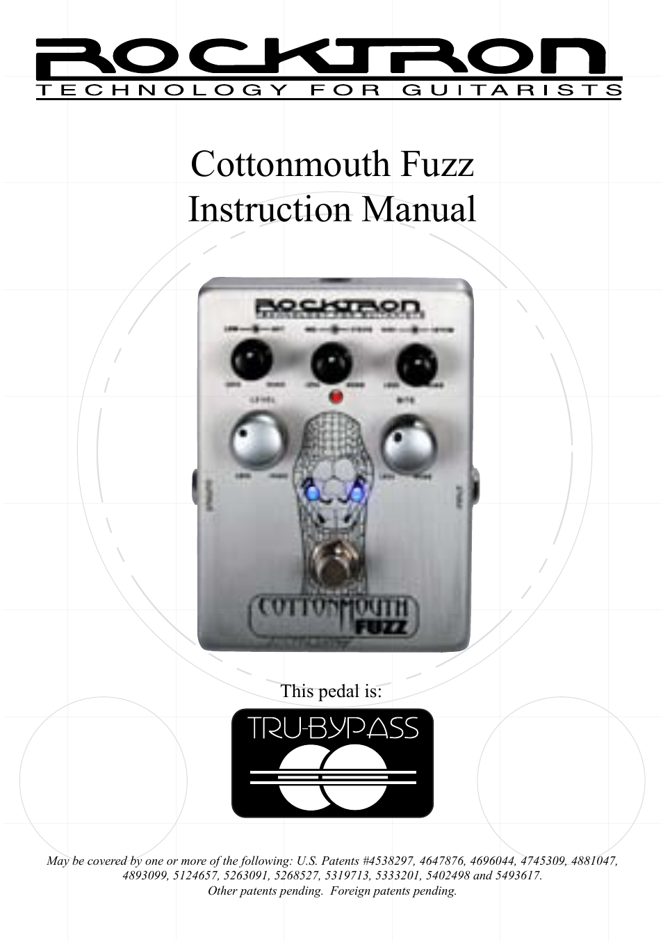 Rocktron Cottonmouth Fuzz User Manual | 12 pages