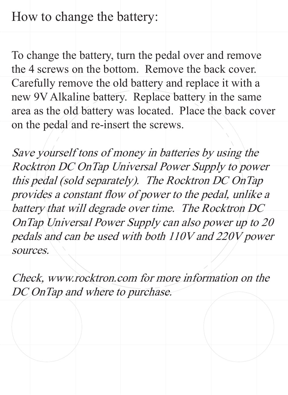 How to change the battery | Rocktron Texas Recoiler User Manual | Page 11 / 12
