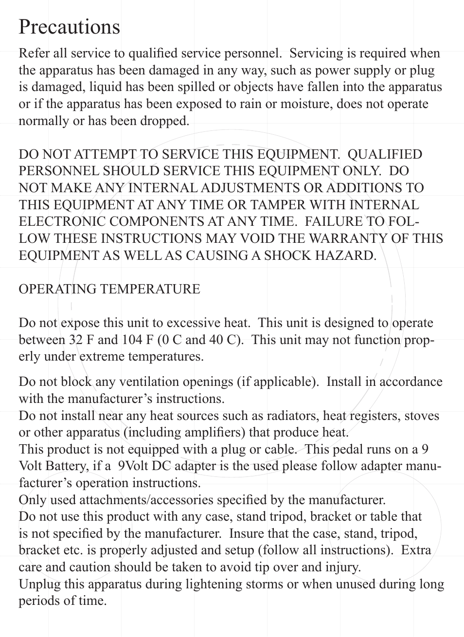 Precautions | Rocktron Texas Recoiler User Manual | Page 3 / 12