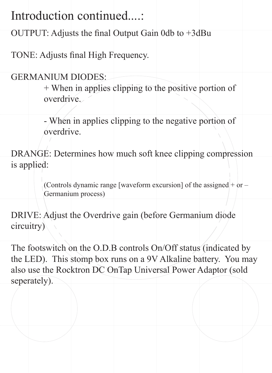 Introduction continued | Rocktron O.D.B. Blues User Manual | Page 5 / 12