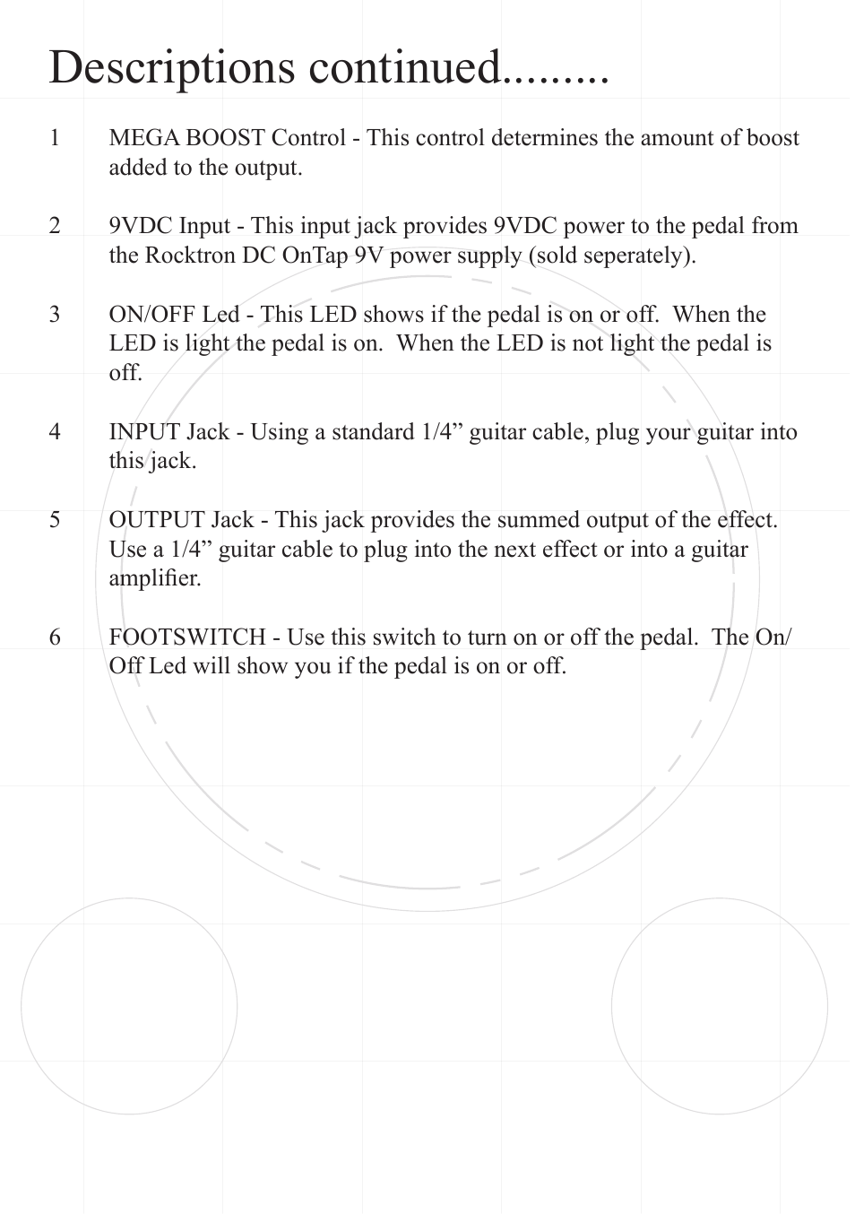 Descriptions continued | Rocktron Mega Booster User Manual | Page 6 / 9