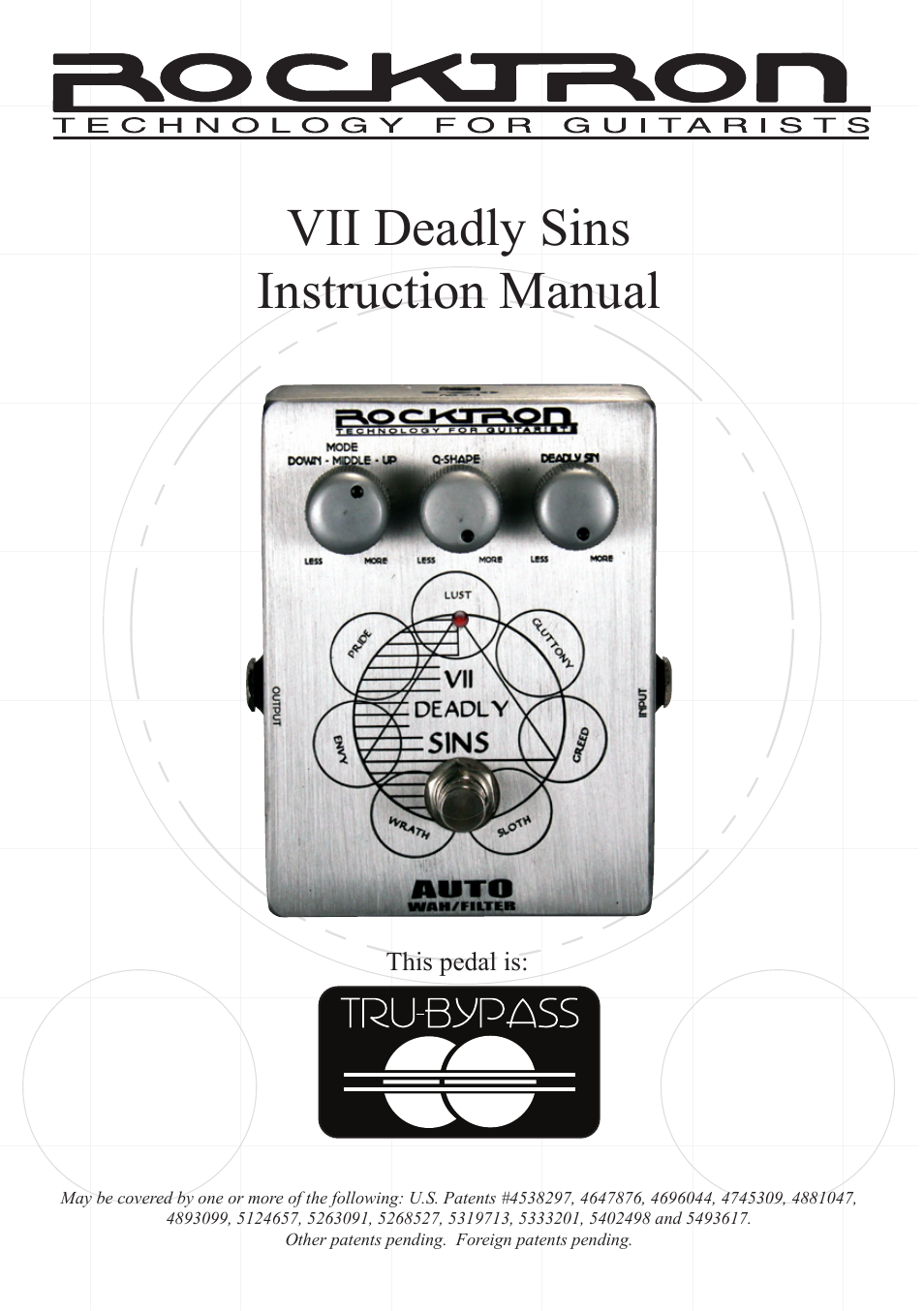 Rocktron VII Deadly Sins Auto Wah User Manual | 12 pages