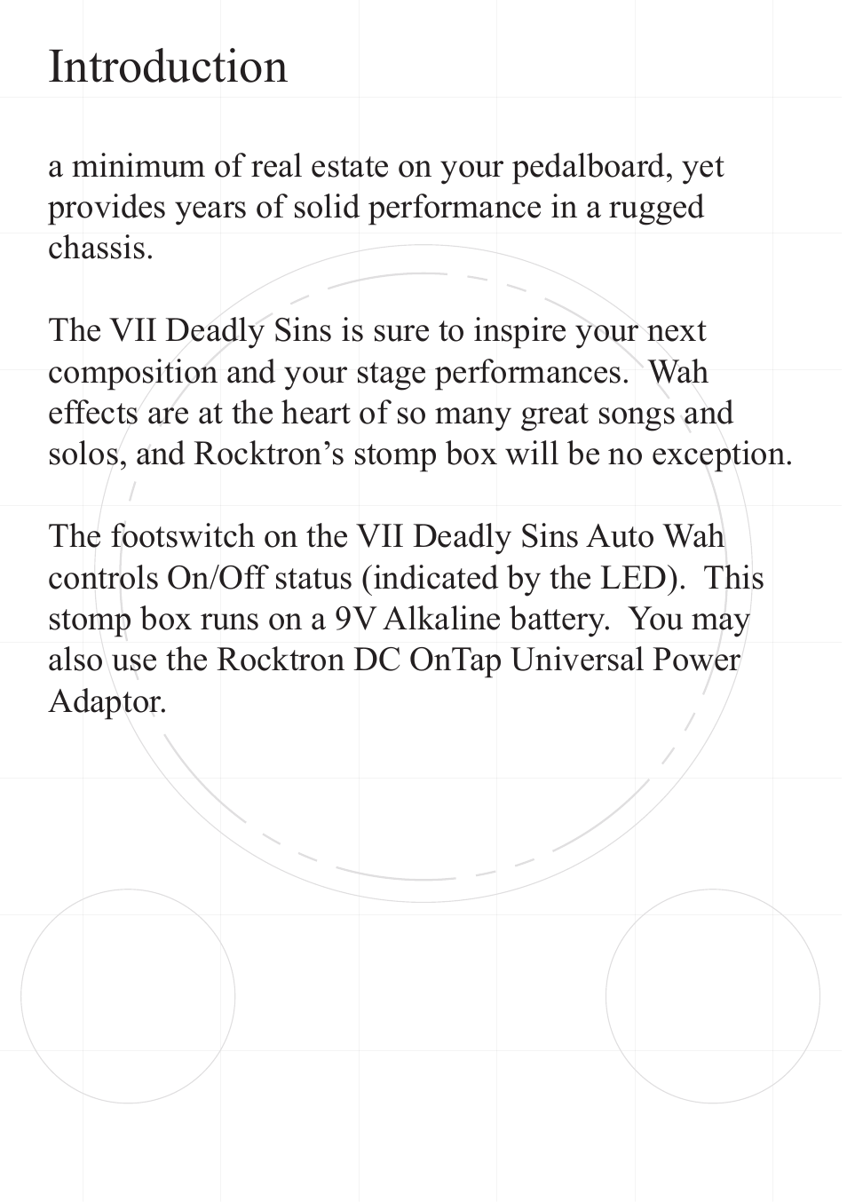 Introduction | Rocktron VII Deadly Sins Auto Wah User Manual | Page 5 / 12