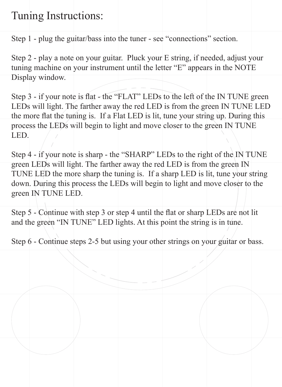 Tuning instructions | Rocktron Unity Tuner User Manual | Page 10 / 16