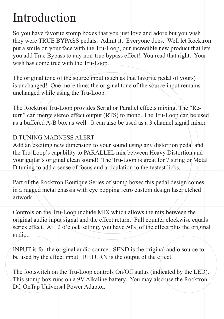 Introduction | Rocktron Tru-Loop User Manual | Page 4 / 9