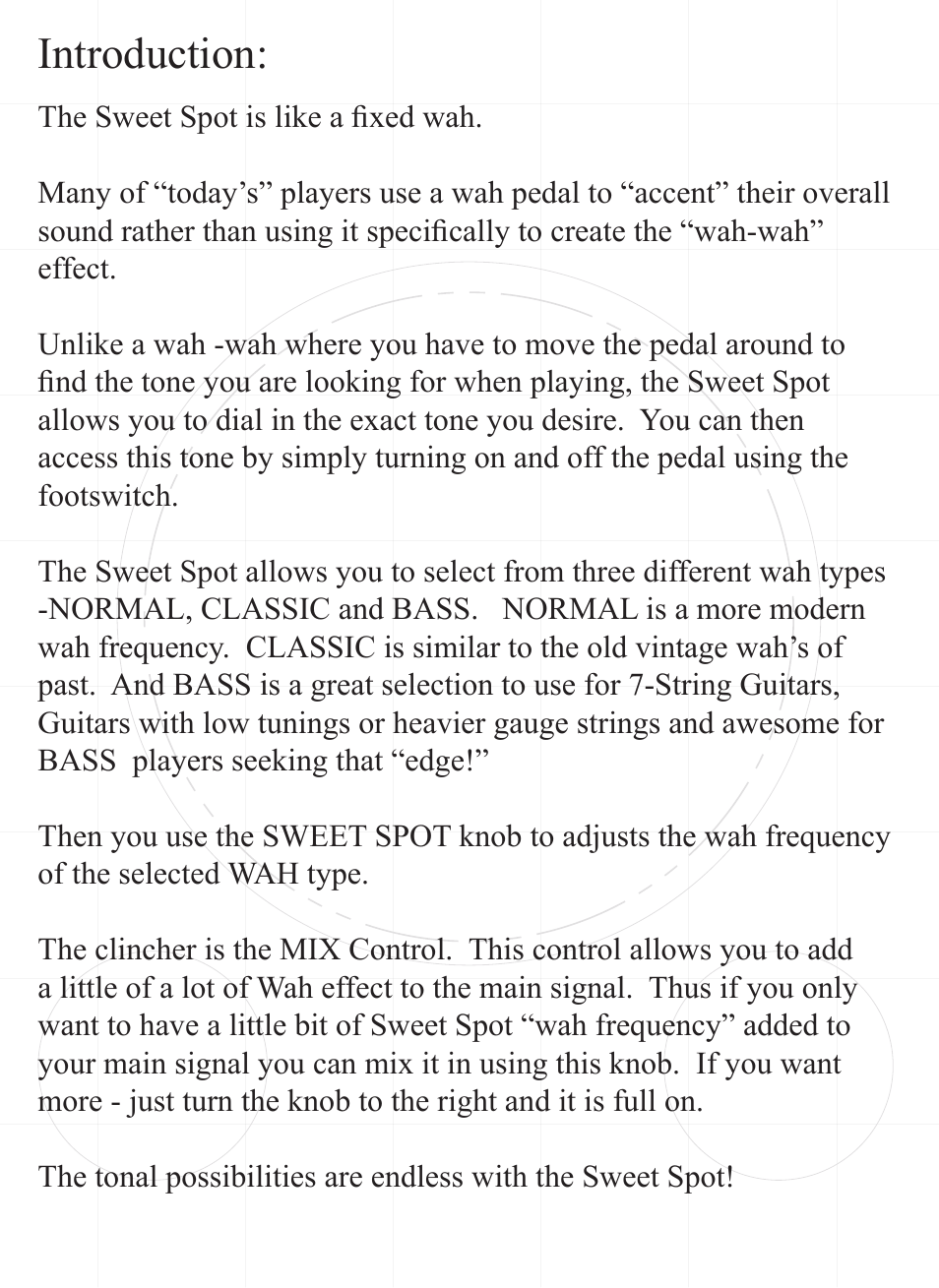 Introduction | Rocktron Sweet Spot User Manual | Page 4 / 11