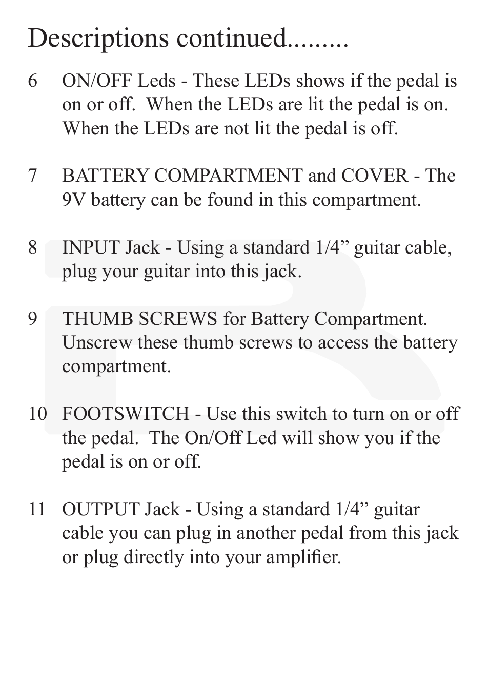 Descriptions continued | Rocktron Reaction Flanger User Manual | Page 7 / 12