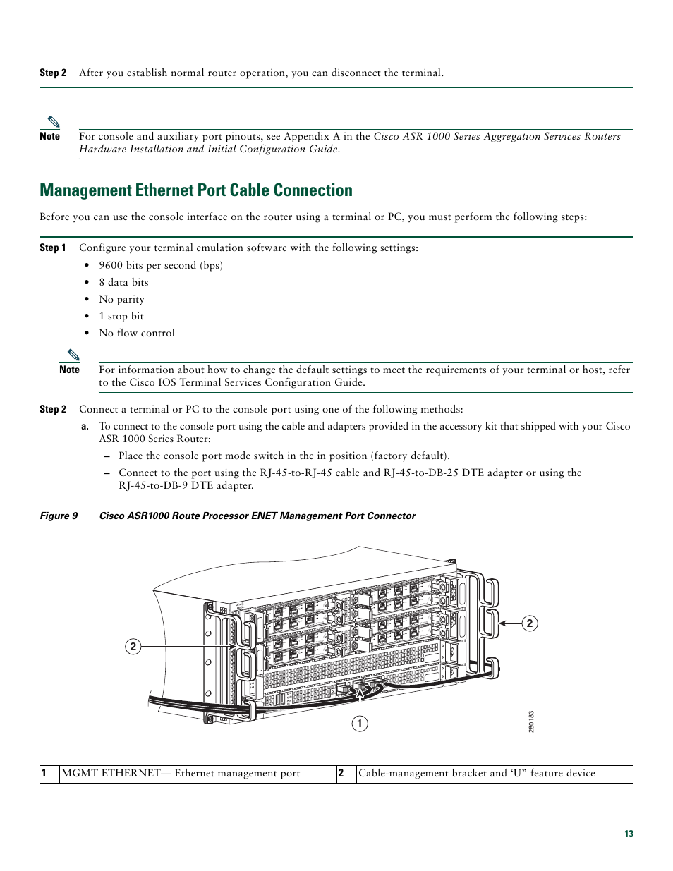 Management ethernet port cable connection | Cisco ASR 1004 User Manual | Page 13 / 38