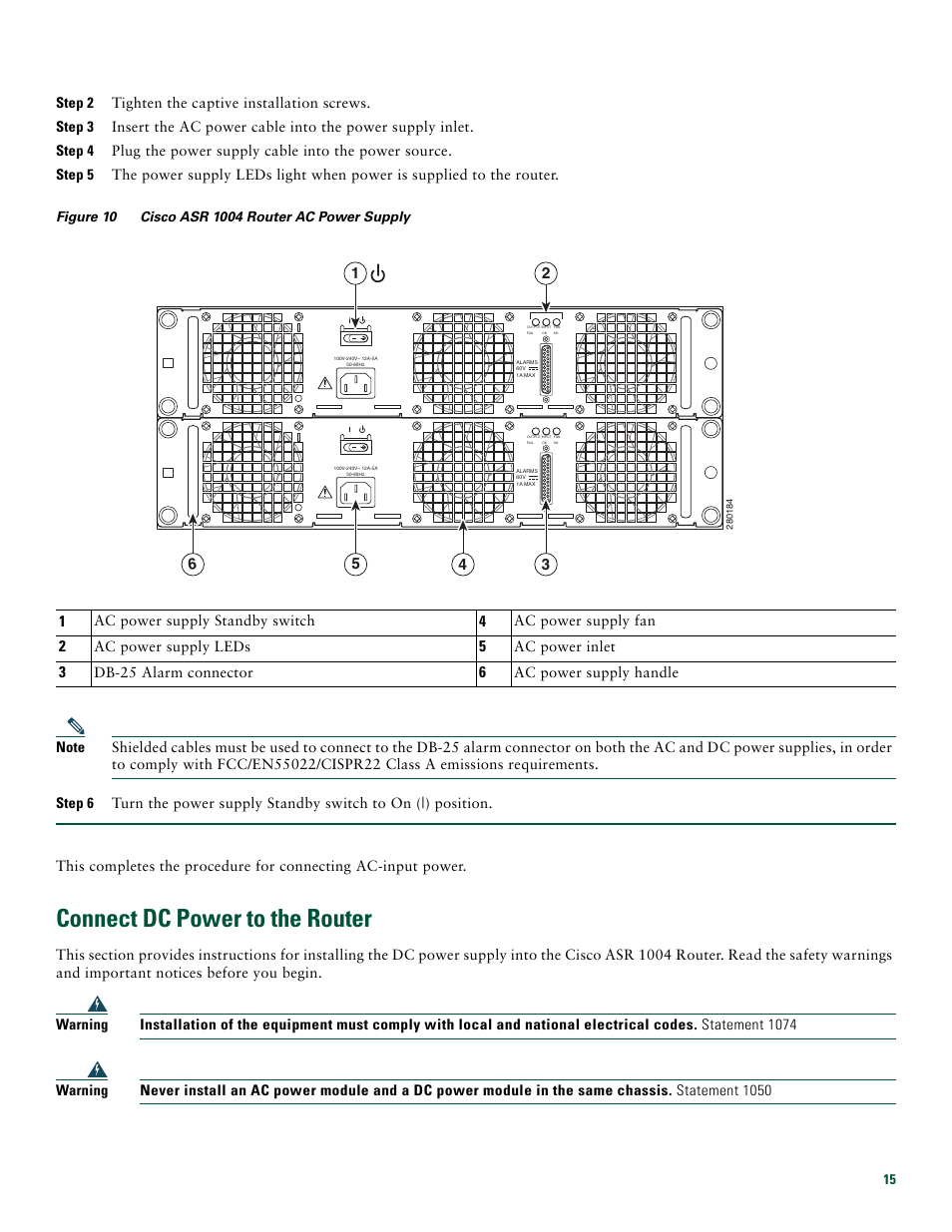 Connect dc power to the router | Cisco ASR 1004 User Manual | Page 15 / 38