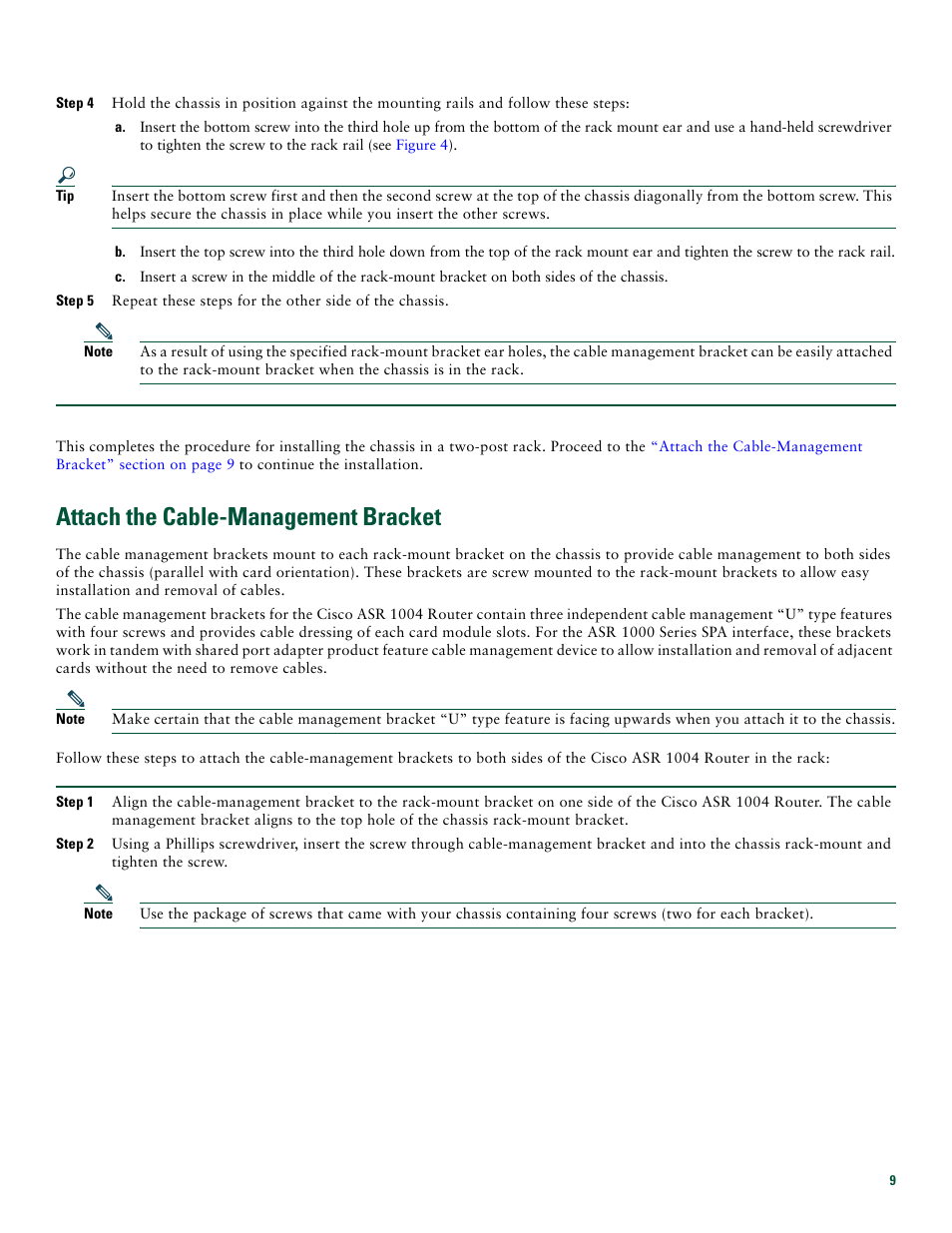 Attach the cable-management bracket | Cisco ASR 1004 User Manual | Page 9 / 38