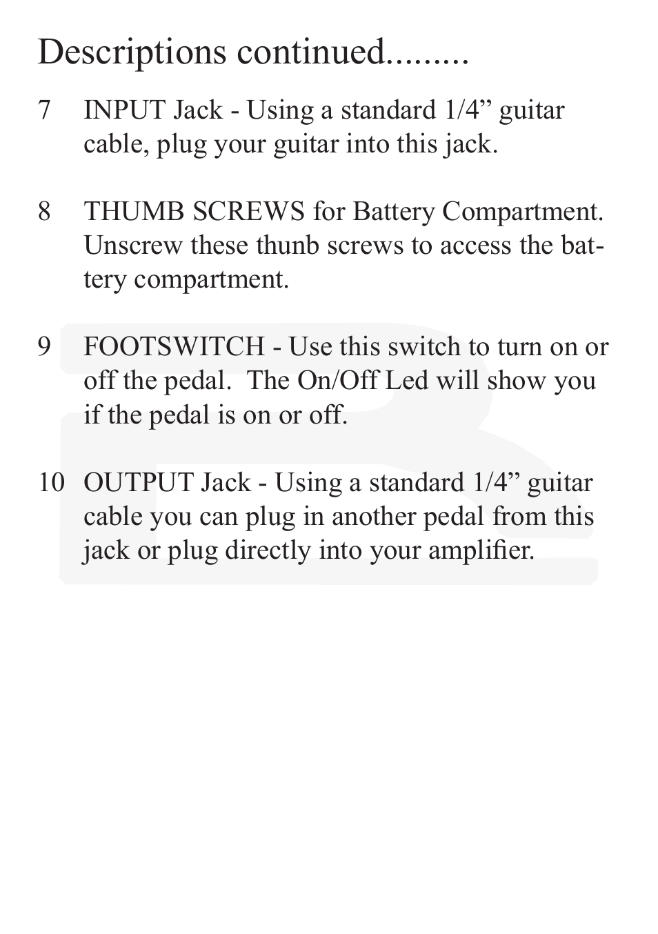 Descriptions continued | Rocktron Reaction Dynamic Filter User Manual | Page 8 / 12