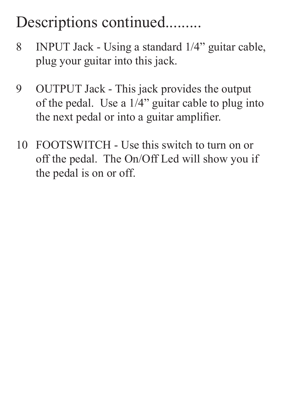 Descriptions continued | Rocktron Gary Hoey Intimidator User Manual | Page 8 / 16