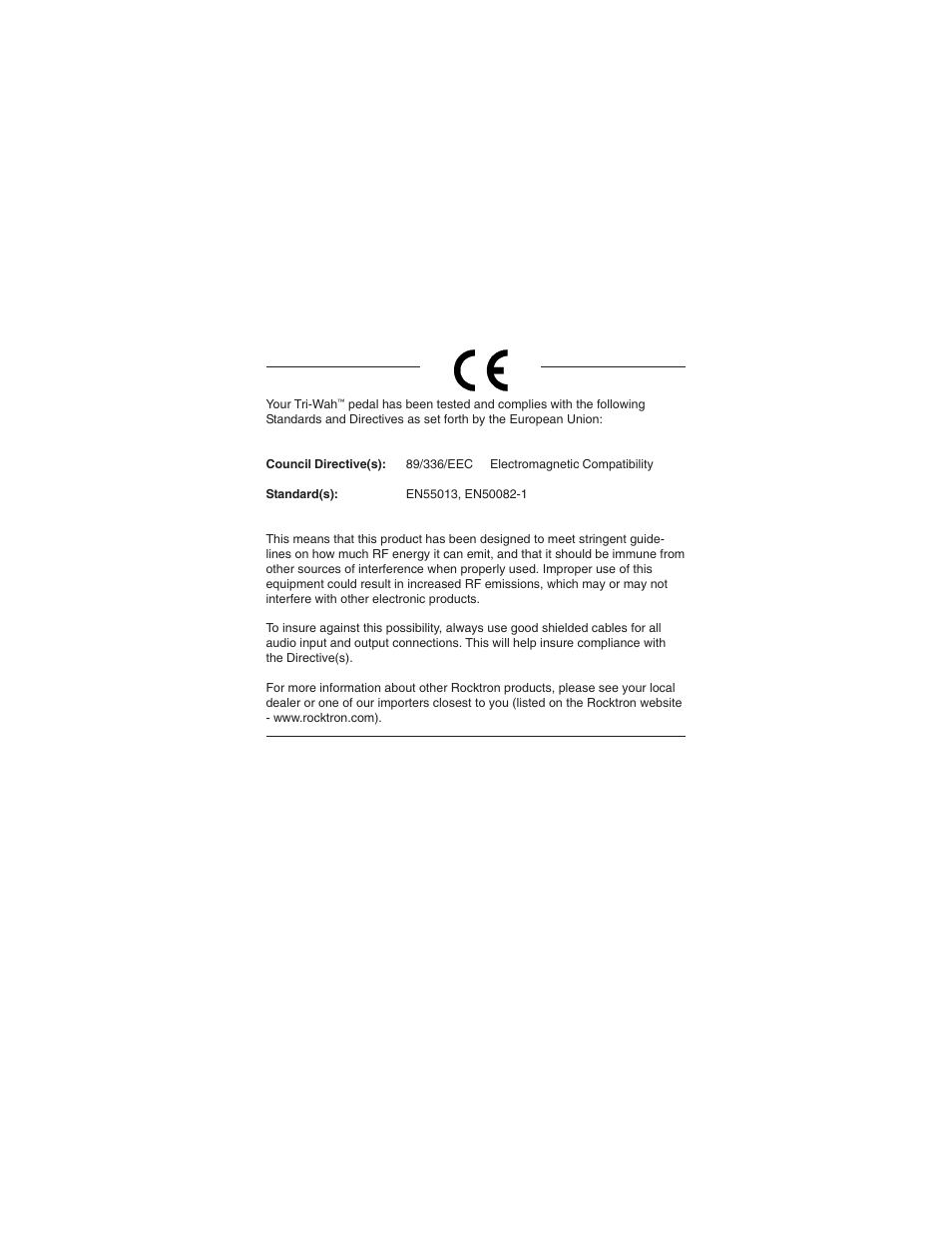 Precautions | Rocktron Tri-Wah User Manual | Page 2 / 14