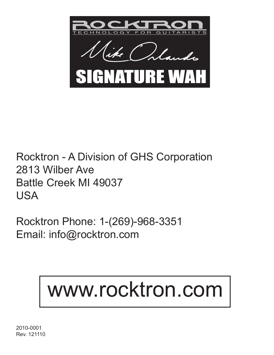Rocktron Mike Orlando Signature Wah User Manual | Page 16 / 16