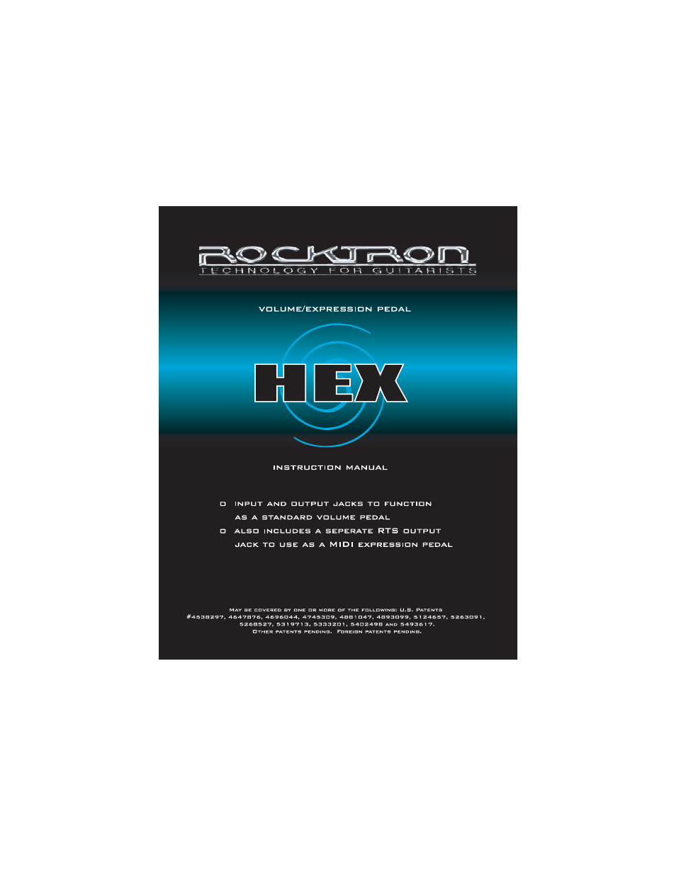 Rocktron Hex Expression/Volume Pedal User Manual | 16 pages