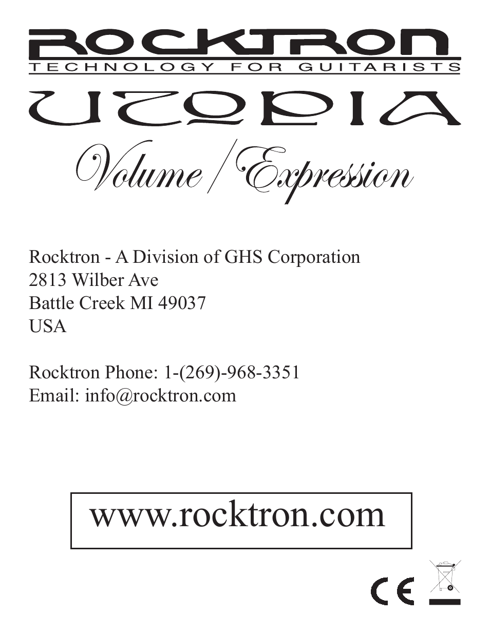 Rocktron Utopia Expression/Volume Pedal User Manual | Page 16 / 16