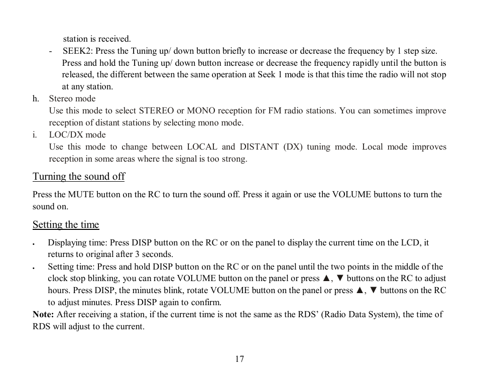 Turning the sound off, Setting the time | Hyundai H-CDM8045 User Manual | Page 17 / 58