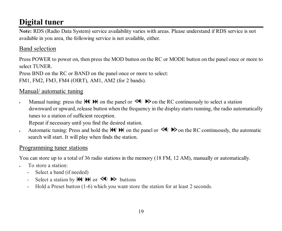 Digital tuner | Hyundai H-CDM8045 User Manual | Page 19 / 58