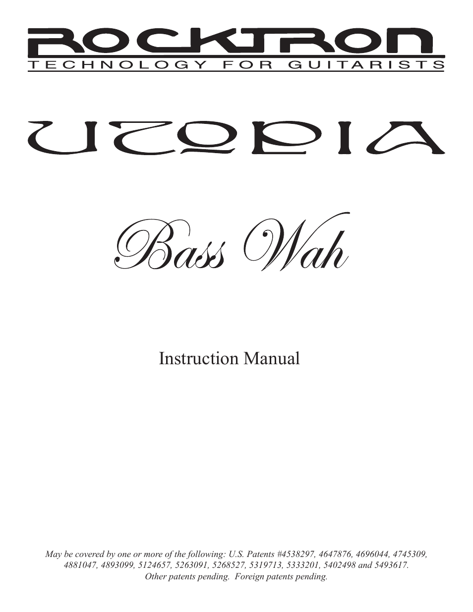 Rocktron Utopia Bass Wah User Manual | 12 pages