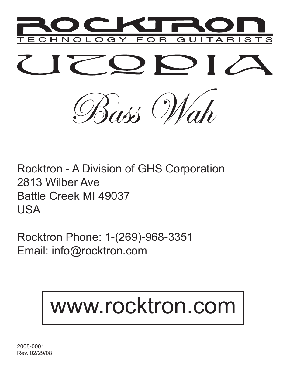 Rocktron Utopia Bass Wah User Manual | Page 12 / 12