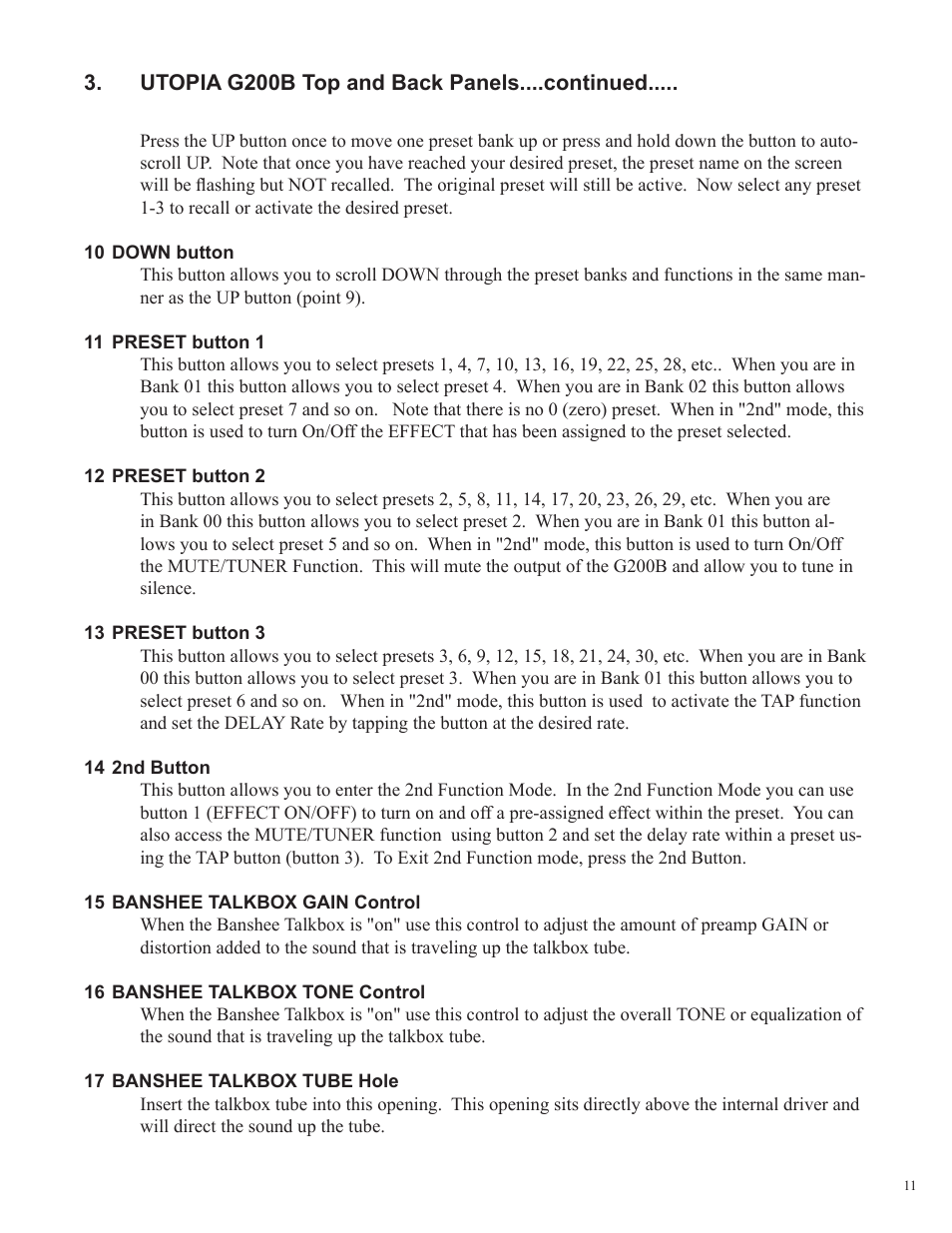 Rocktron Utopia G200B w/Banshee User Manual | Page 11 / 84