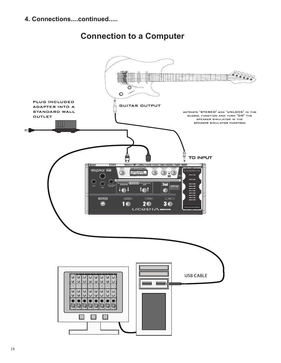 Connection to a computer | Rocktron Utopia G200B w/Banshee User Manual | Page 18 / 84