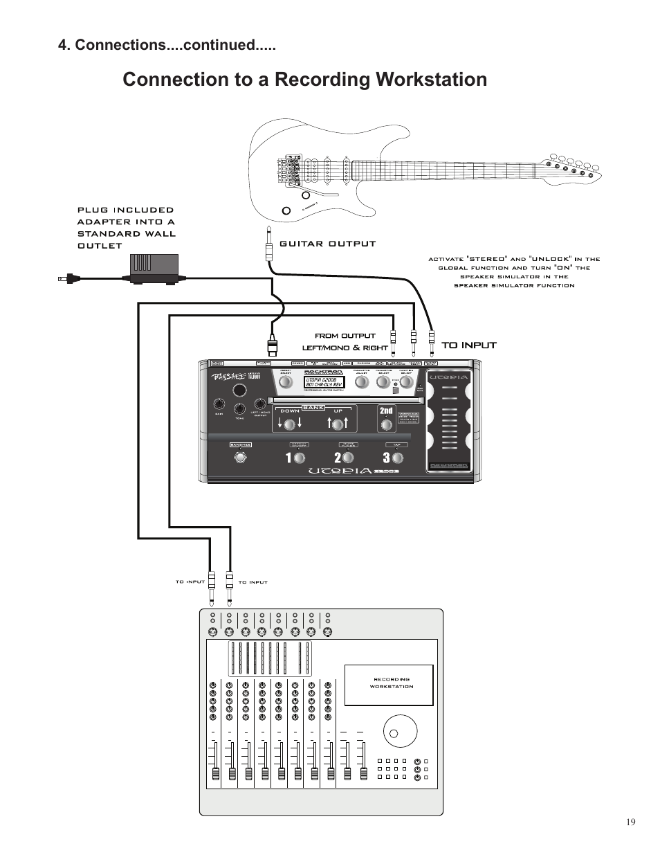 Connection to a recording workstation | Rocktron Utopia G200B w/Banshee User Manual | Page 19 / 84