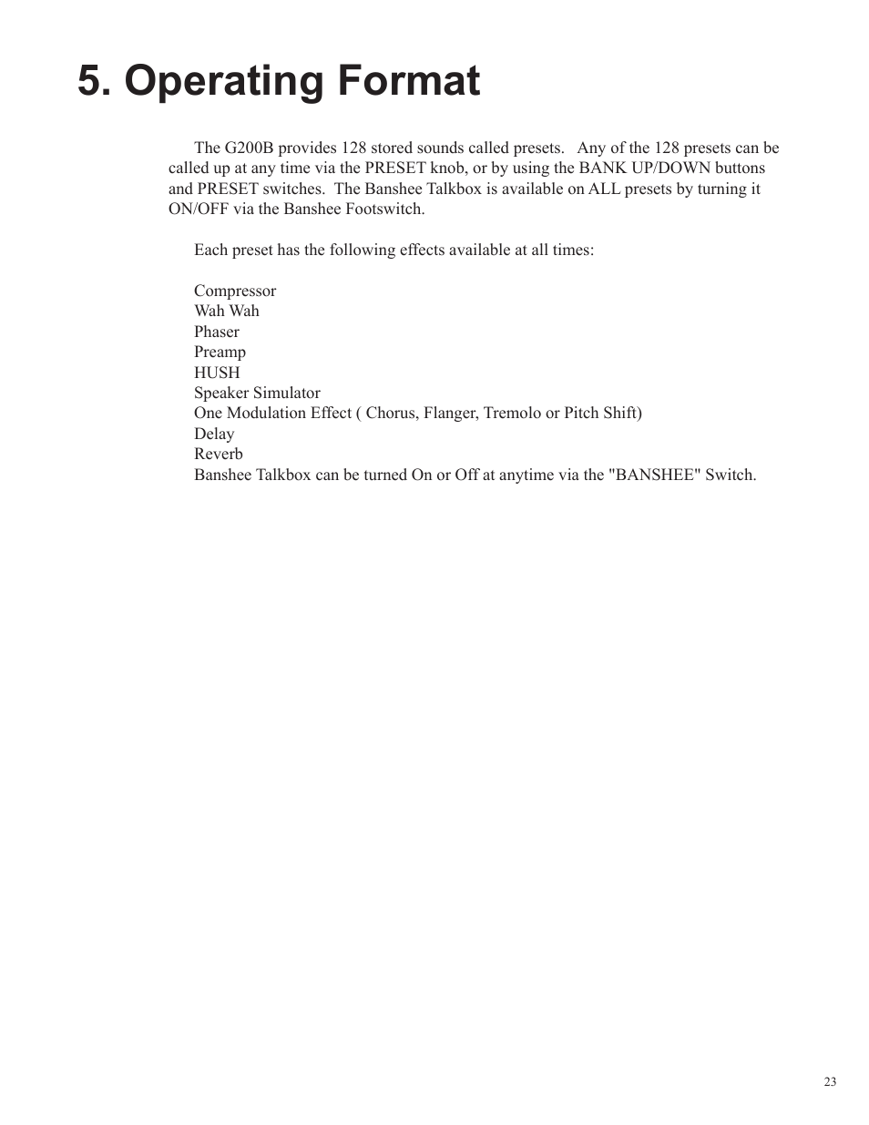 Operating format | Rocktron Utopia G200B w/Banshee User Manual | Page 23 / 84