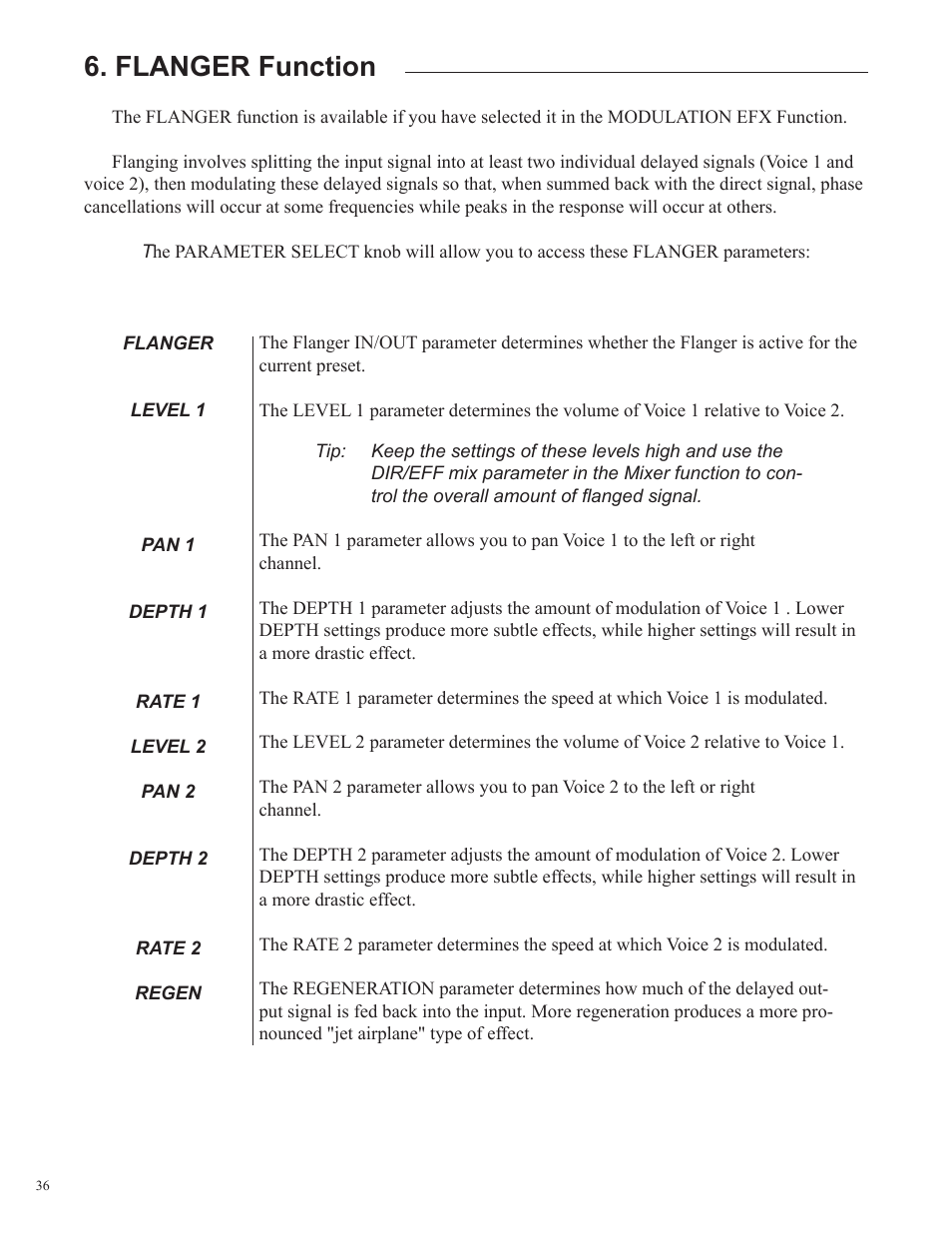 Flanger function | Rocktron Utopia G200B w/Banshee User Manual | Page 36 / 84