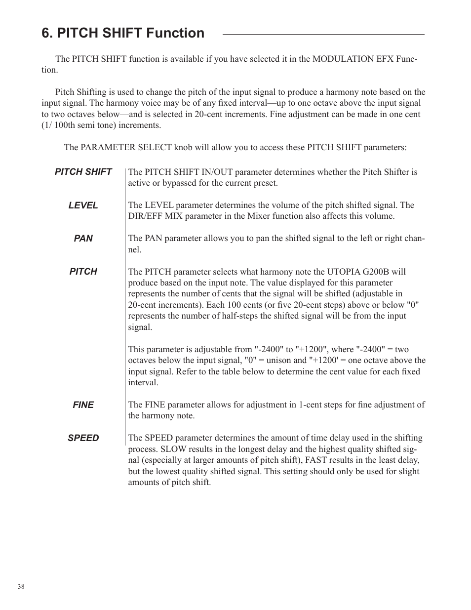 Pitch shift function | Rocktron Utopia G200B w/Banshee User Manual | Page 38 / 84