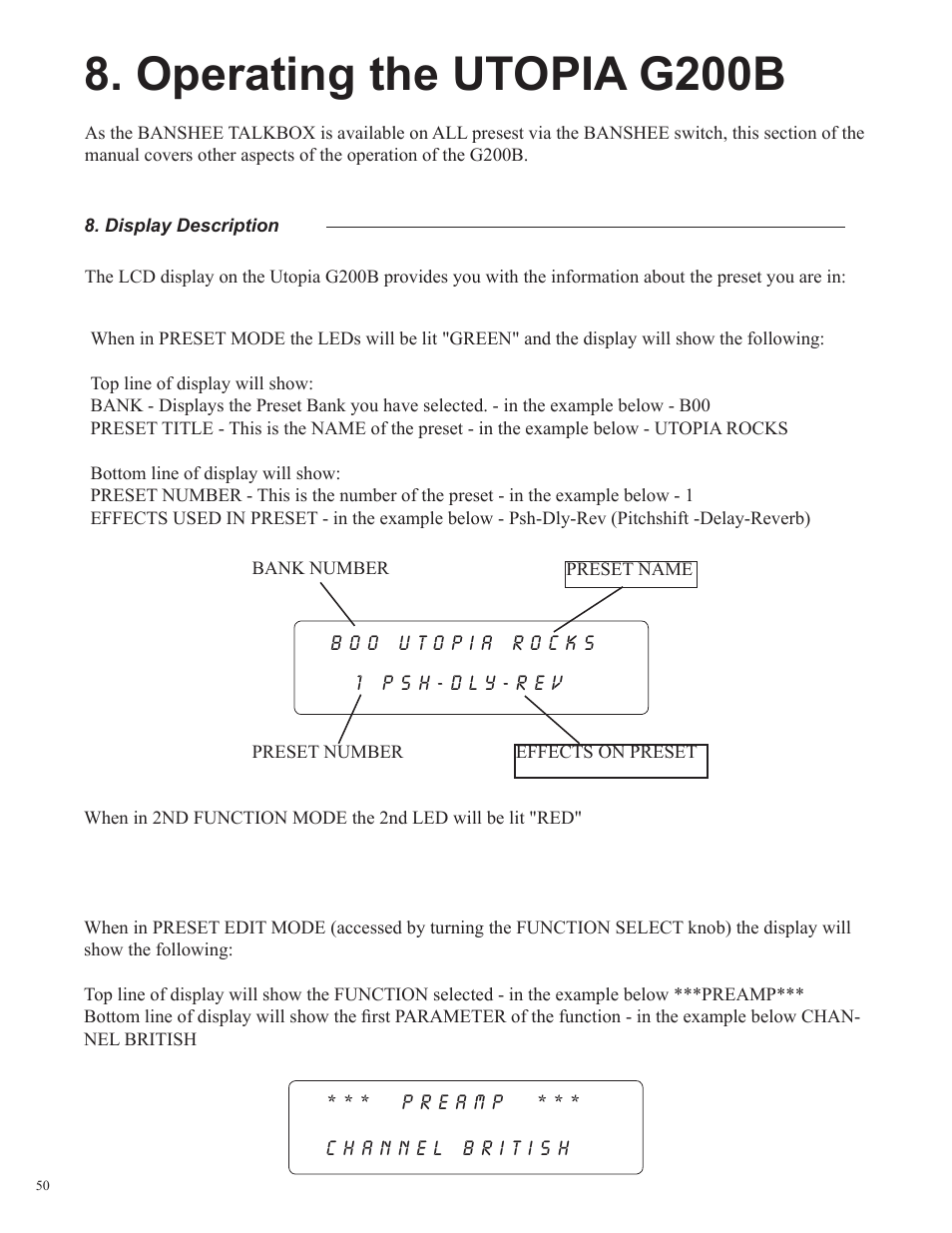 Operating the utopia g200b | Rocktron Utopia G200B w/Banshee User Manual | Page 50 / 84