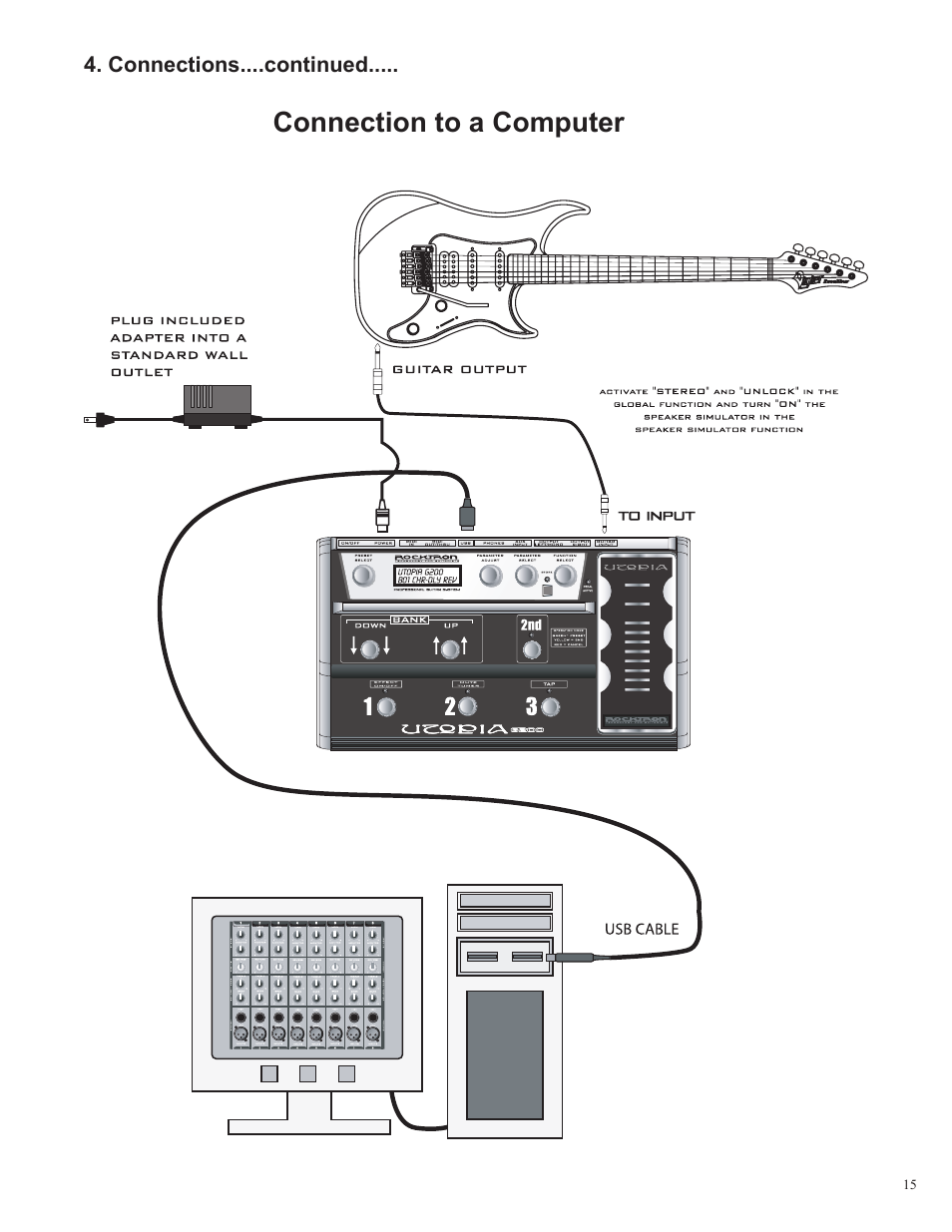 Connection to a computer | Rocktron Utopia G200 User Manual | Page 15 / 80