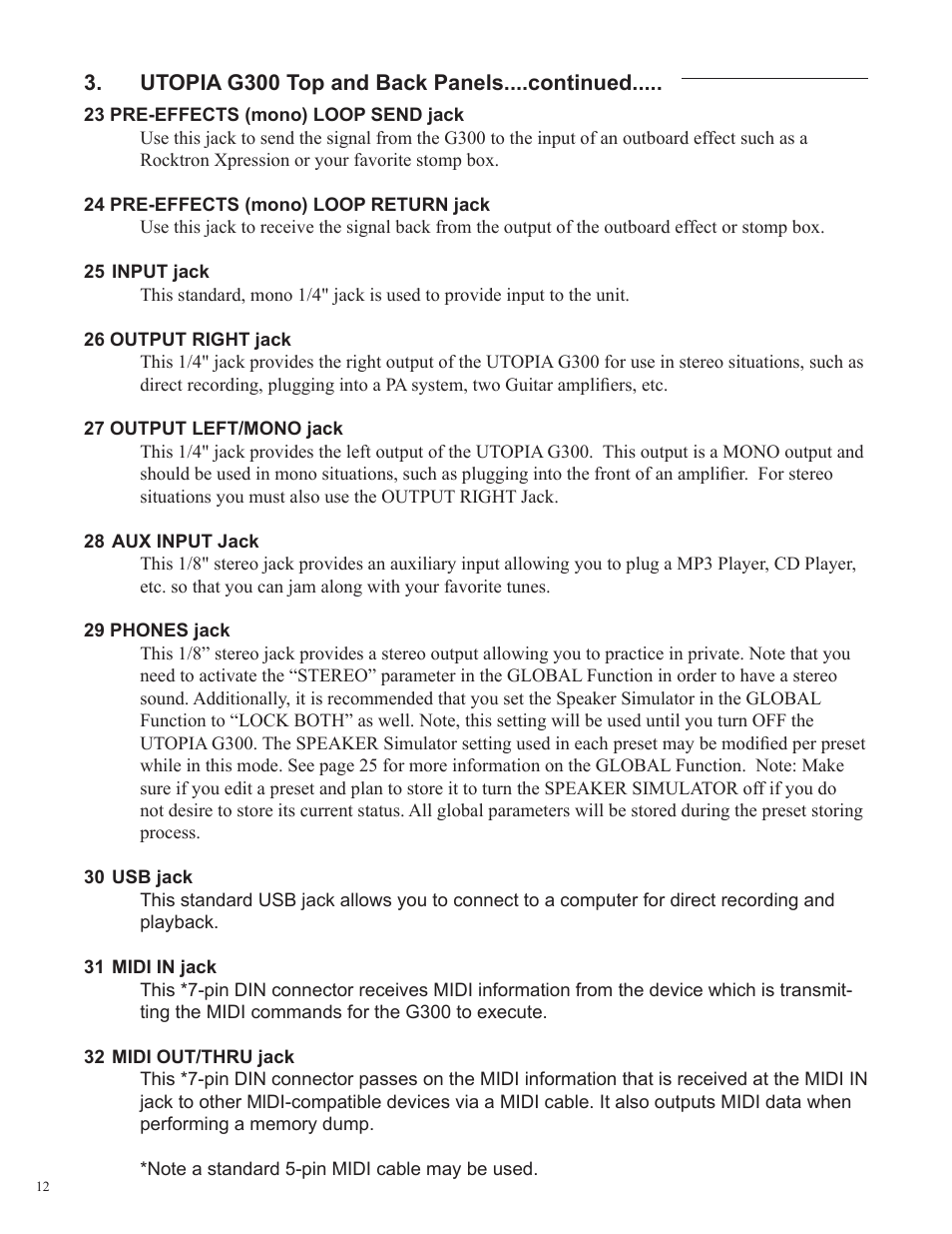 Rocktron UTOPIA G300 User Manual | Page 12 / 84