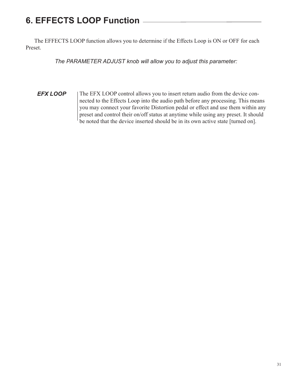 Effects loop function | Rocktron UTOPIA G300 User Manual | Page 31 / 84