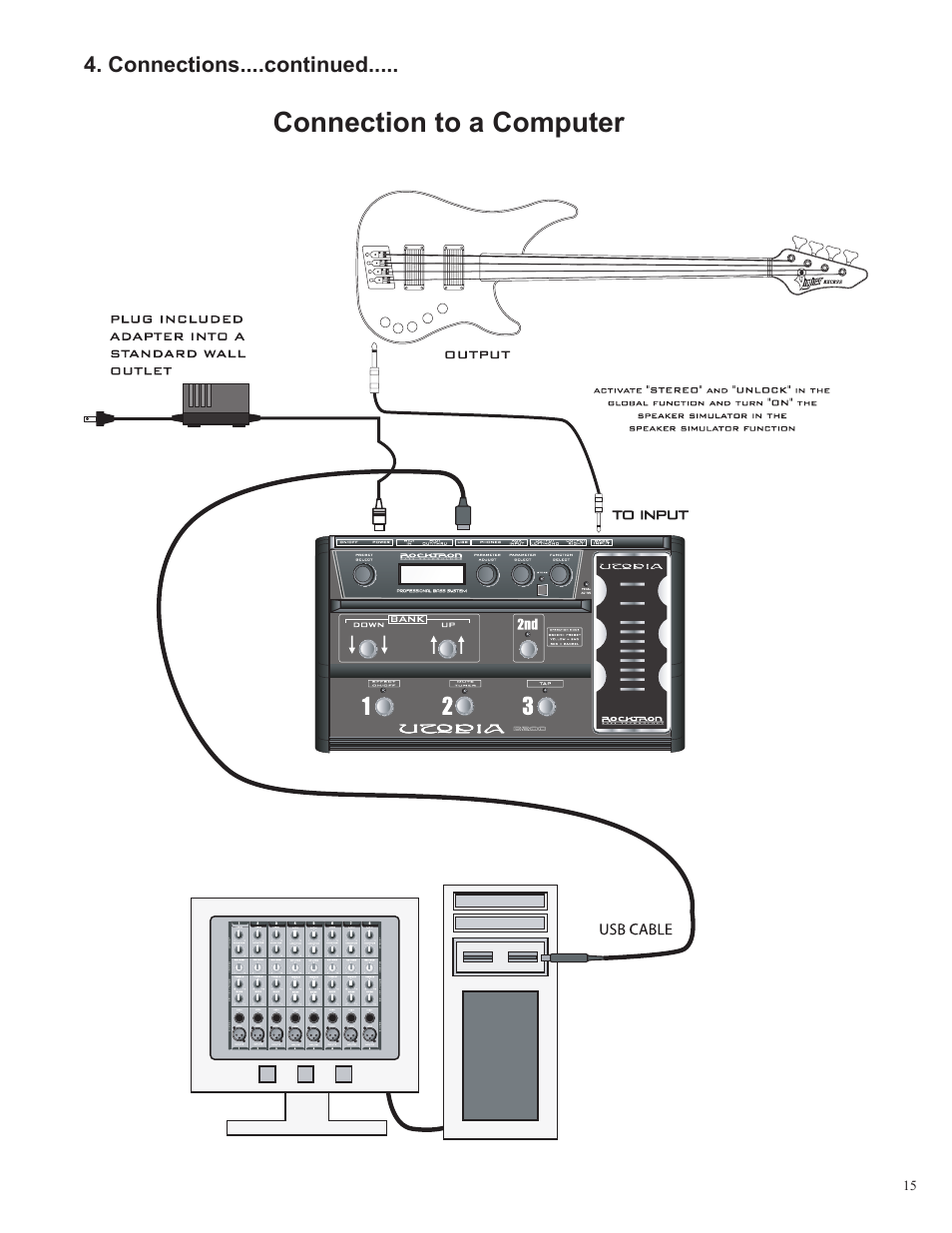 Connection to a computer | Rocktron Utopia B200 User Manual | Page 15 / 80