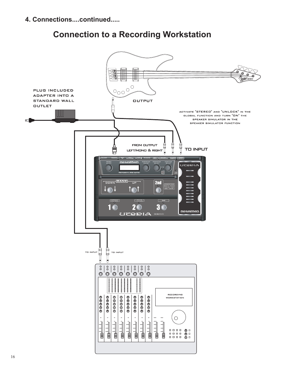 Connection to a recording workstation | Rocktron Utopia B200 User Manual | Page 16 / 80