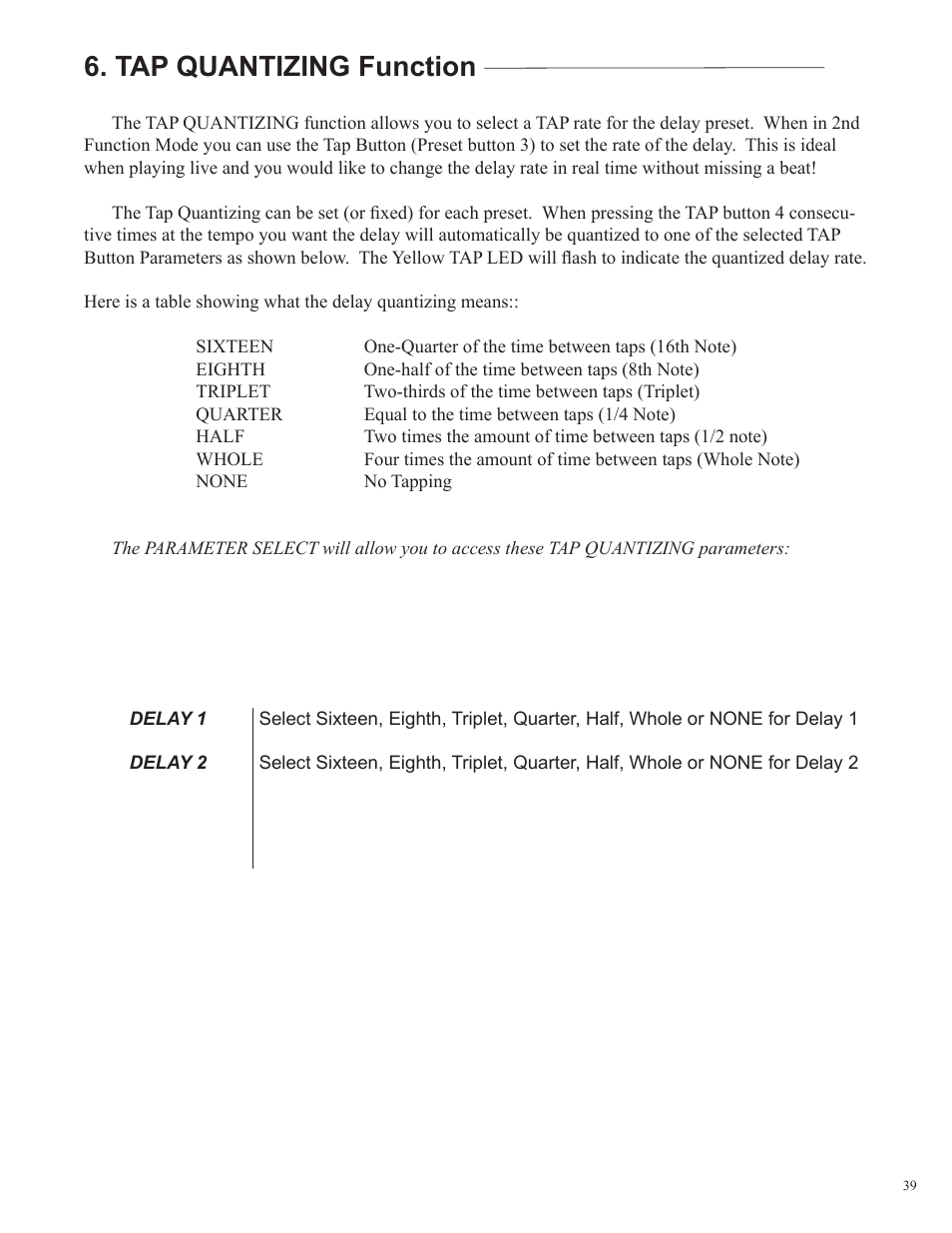Tap quantizing function | Rocktron Utopia B200 User Manual | Page 39 / 80