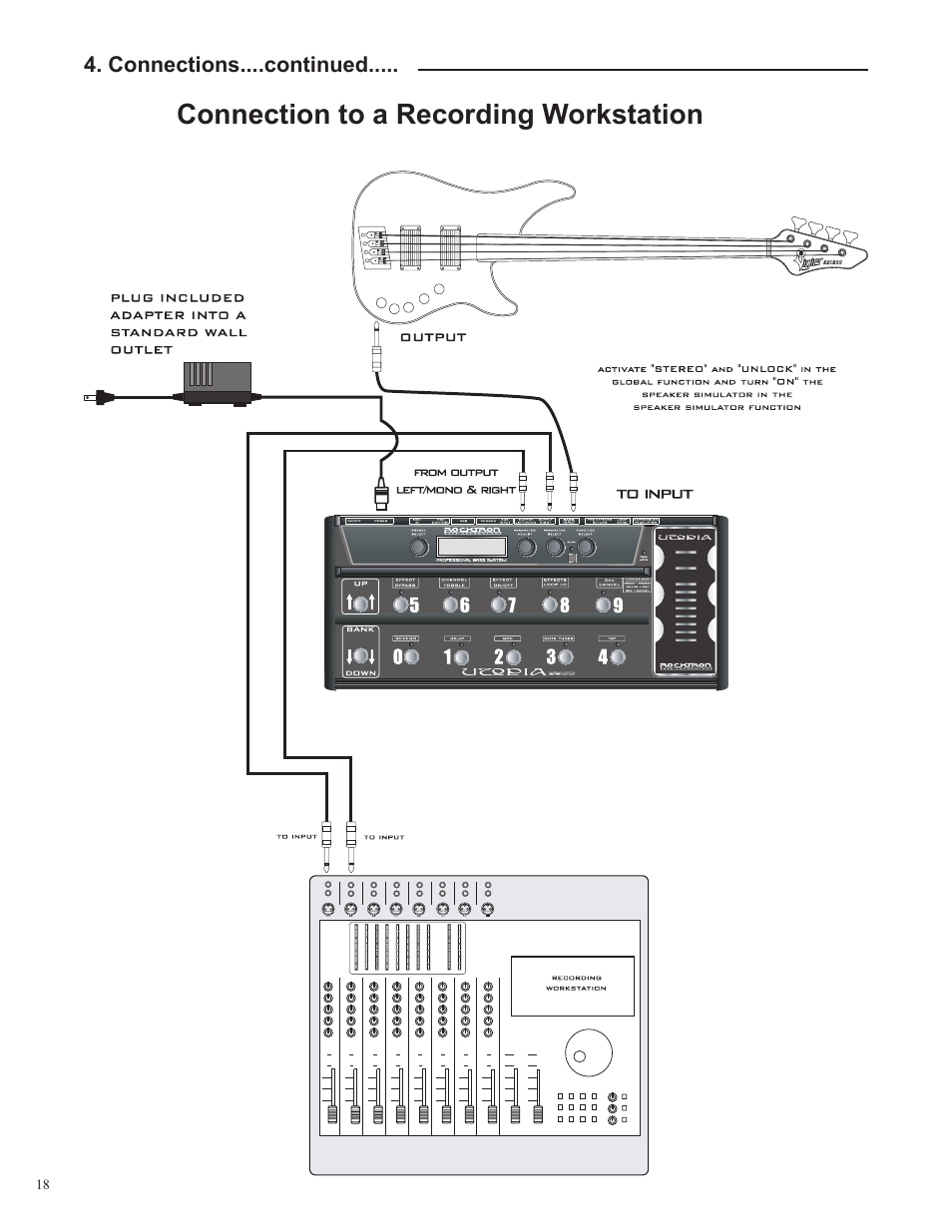 Connection to a recording workstation | Rocktron Utopia B300 User Manual | Page 18 / 84