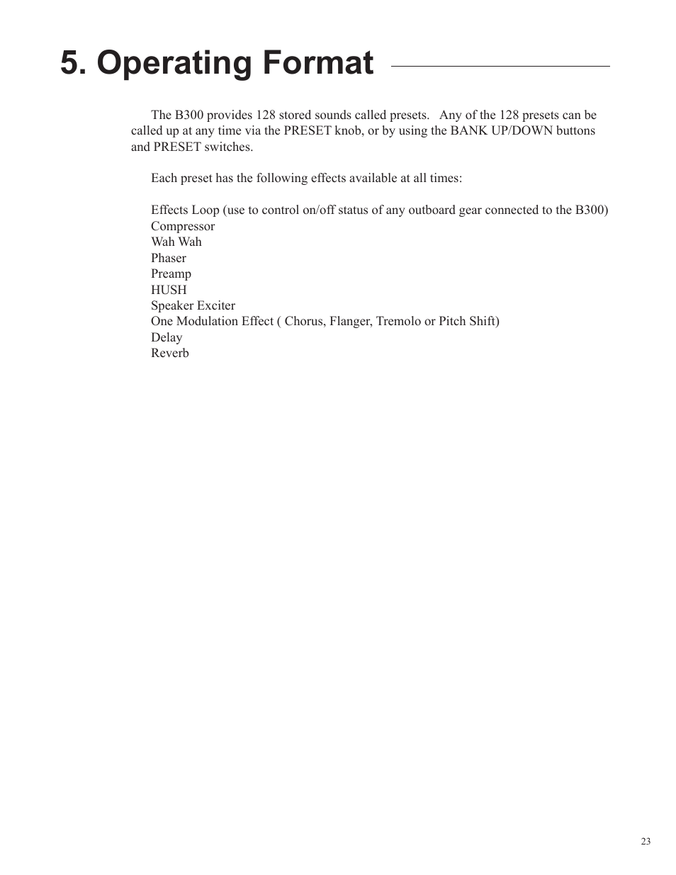 Operating format | Rocktron Utopia B300 User Manual | Page 23 / 84