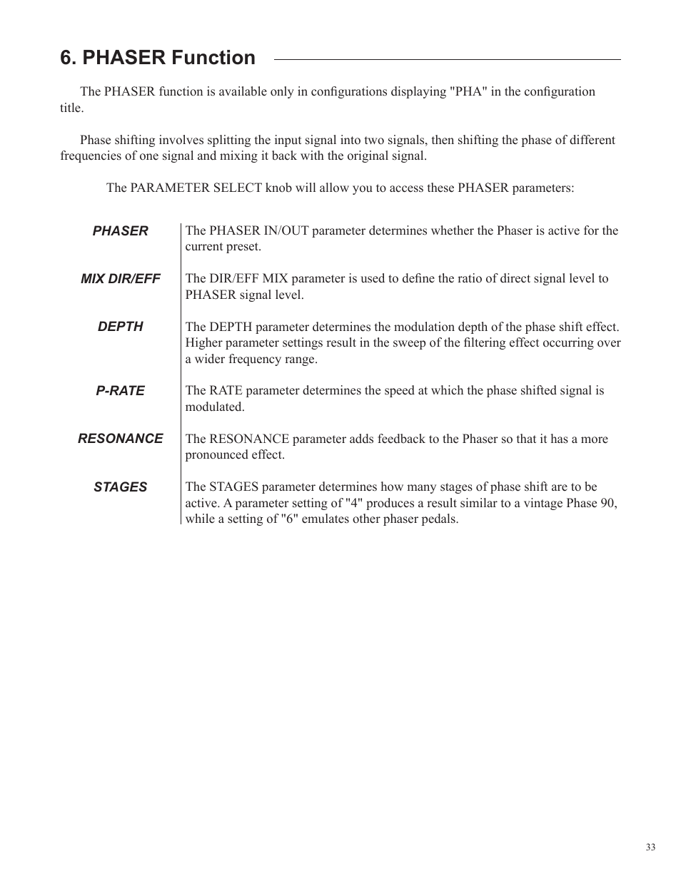 Phaser function | Rocktron Utopia B300 User Manual | Page 33 / 84